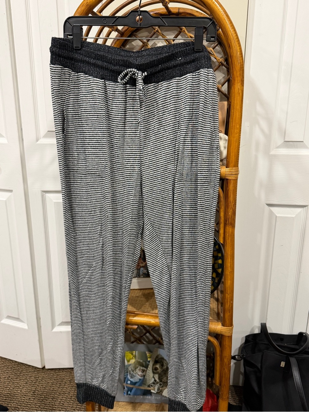 stars above Black & White Striped Lounge Pants